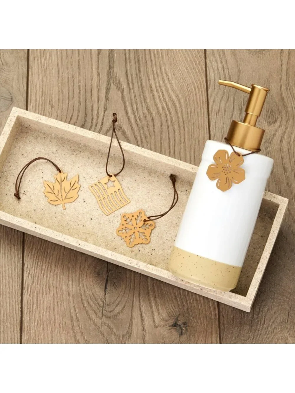 Chic Soap & Lotion Dispenser Set with 4 Stainless Steel Charms - Refillable for
